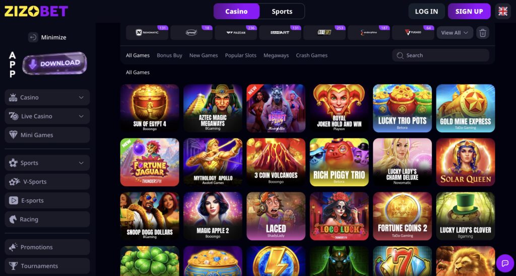 Zizobet – Best Credit Card Casino For Game Variety